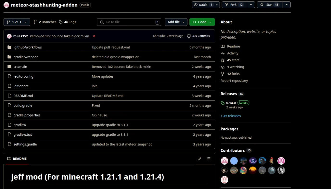 Jeff mod ( meteor stashhunting addon )